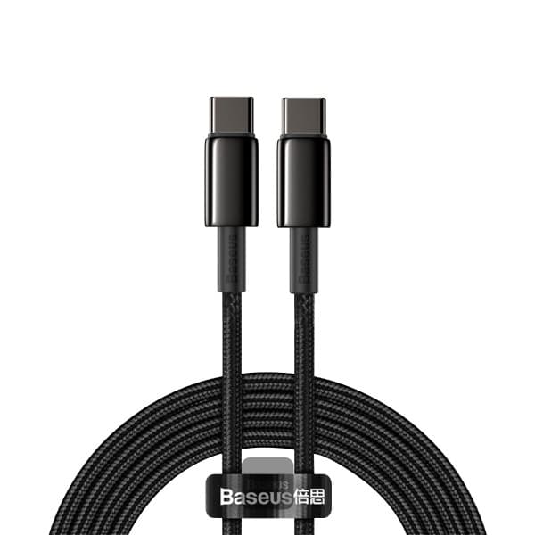 Baseus datový kabel Tungsten Gold USB-C USB-C 2m 100W černý
