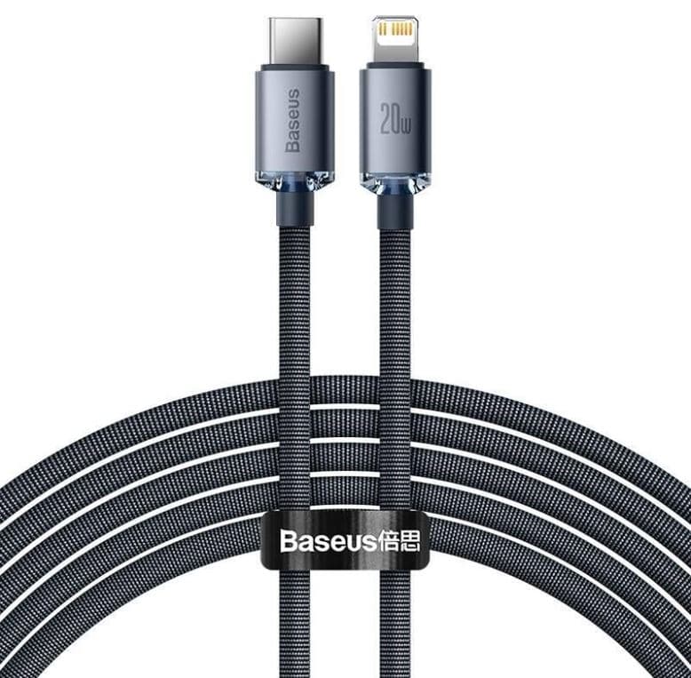 Baseus datový kabel Crystal Shine USB-C Lightning 2m 20W černý