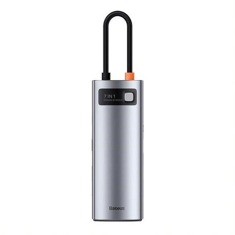 Baseus dokovací stanice 7v1 USB-C (USB-C PD 100W, USB-C, 2x USB 3.0, HDMI, SD TF port) šedá