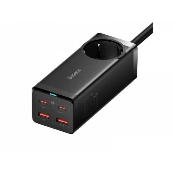 Baseus Rychlonabíječka do sítě GaN3 Pro, 2x USB-C, 2x USB + AC 100W s kabelem USB-C USB-C černá