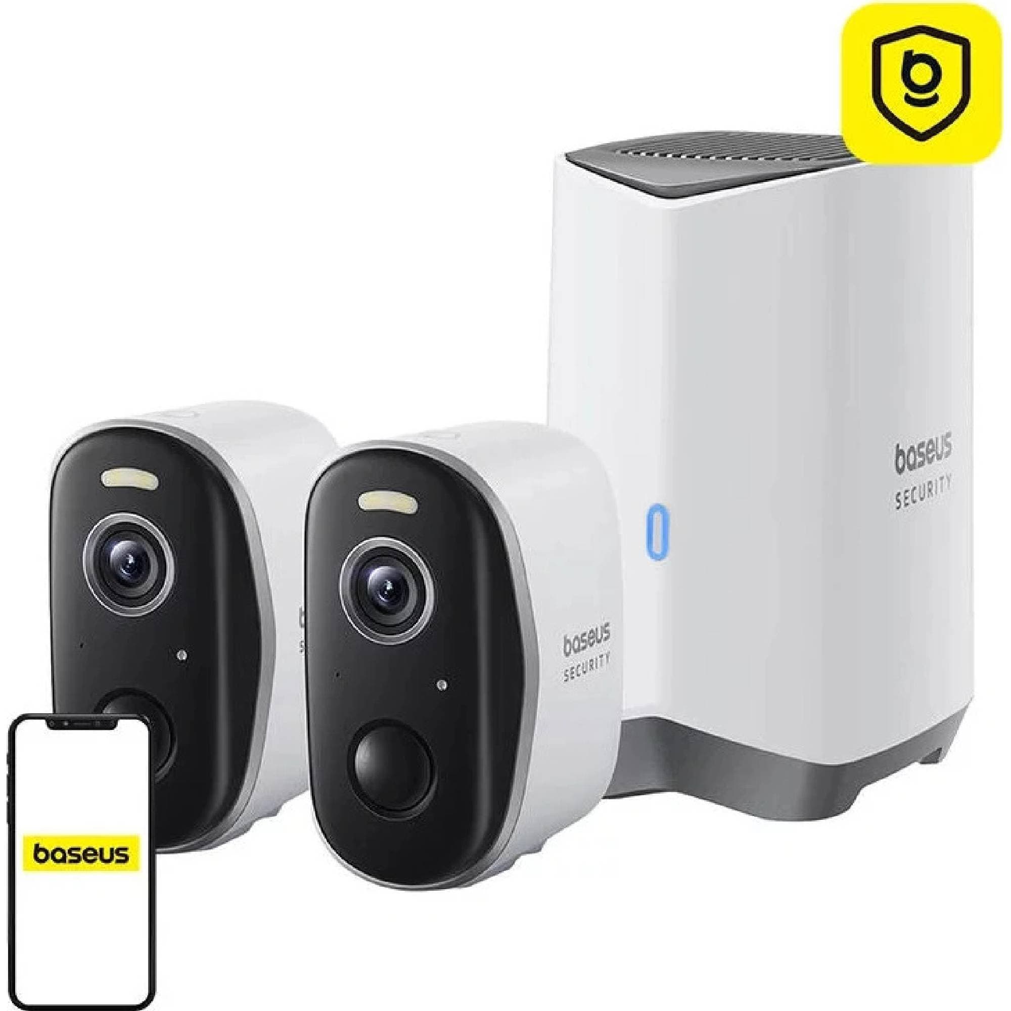 Baseus Venkovní kamera Security N1 Plus 2K (sada 2ks+centrální stanice) bílá