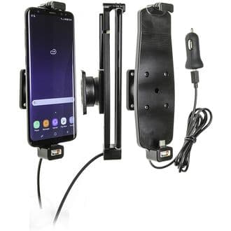 Brodit držák do auta na Samsung Galaxy S10+ S9+ S8+ a jiné, s pružinou,s nab. z cig.zapalovače USB