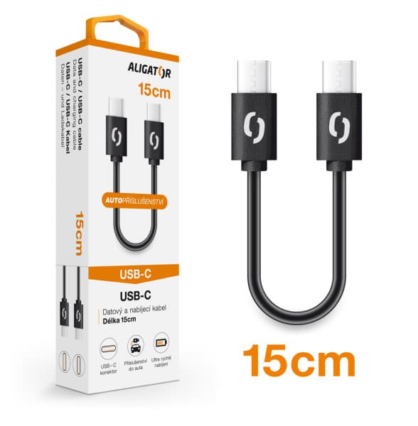 ALIGATOR Datový kabel POWER USB-C USB-C 15cm, černý