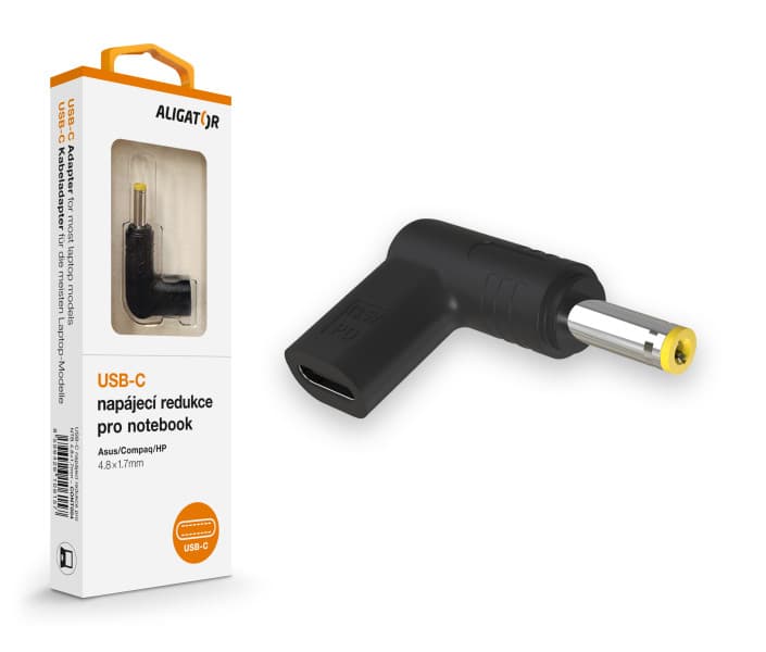Aligator USB-C napájecí redukce 4.8*1.7mm pro notebooky Asus Compaq HP
