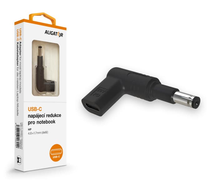 Aligator USB-C napájecí redukce 4,8 x 1,7 mm (prodloužená) pro notebooky Asus Compaq HP