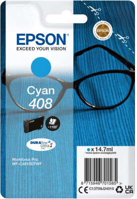 EPSON Singlepack Cyan 408 DURABrite Ultra Ink