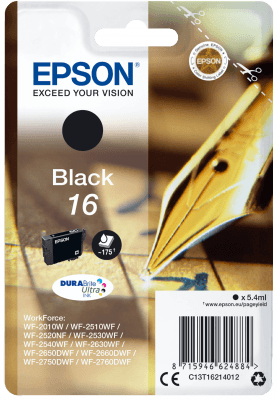 Epson Singlepack Black 16 DURABrite Ultra Ink