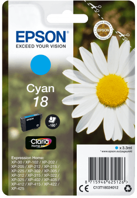 Epson Singlepack Cyan 18 Claria Home Ink