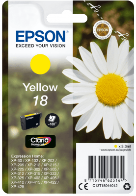 Epson Singlepack Yellow 18 Claria Home Ink