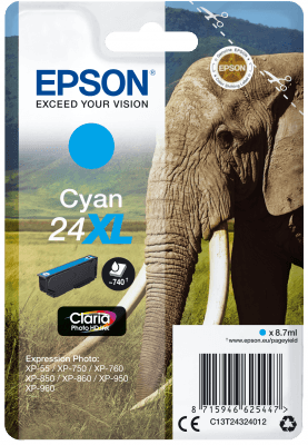 Epson Singlepack Cyan 24XL Claria Photo HD Ink