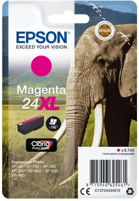Epson Singlepack Magenta 24XL Claria Photo HD Ink
