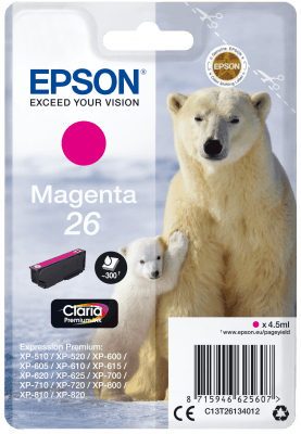 Epson Singlepack Magenta 26 Claria Premium Ink