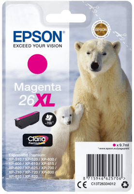 Epson Singlepack Magenta 26XL Claria Premium Ink