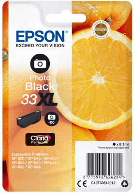 Epson Singlepack Photo Black 33XL Claria Prem. Ink