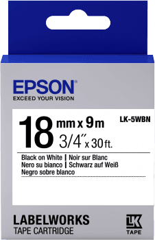 Epson Label Cartridge Standard LK-5WBN Black White 18mm (9m)