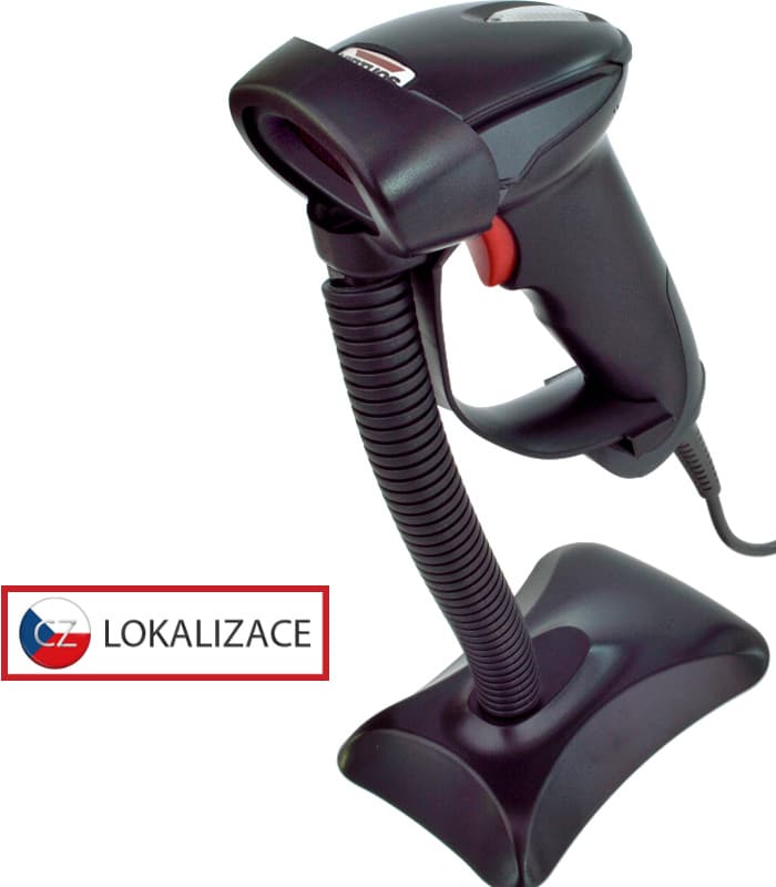 Laserová čtečka Virtuos HT-900A, USB (klávesnice RS-232 emulace), stojánek, černá