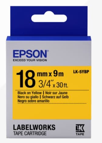 Epson Label Cartridge Pastel LK-5YBP Black Yellow 18mm (9m)