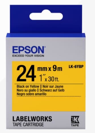 Epson Label Cartridge Pastel LK-6YBP Black Yellow 24mm (9m)