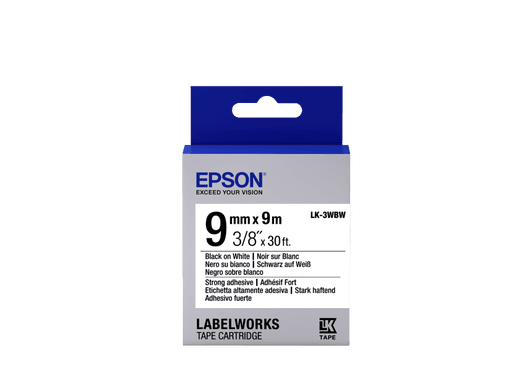 Epson Label Cartridge LK-3WBW, Black white 9mm
