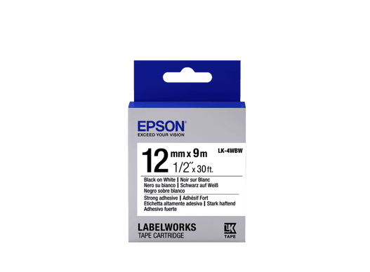Epson Label Cartridge LK-4WBW, Black white 12mm