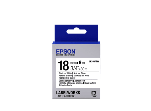 Epson Label Cartridge LK-5WBW, Black White 18mm