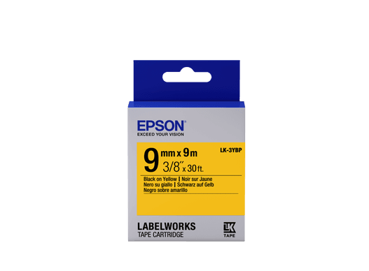 Epson Label Cartridge Pastel LK-3YBP Black Yellow 9mm (9m)