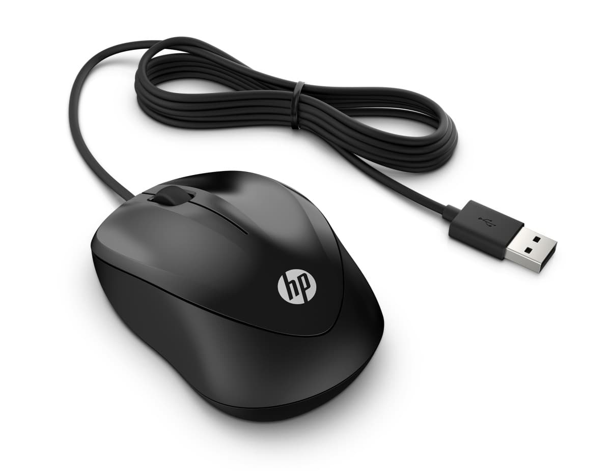 HP Wired 1000 Cestovní Optická 1 200 DPI Drátová USB Černá