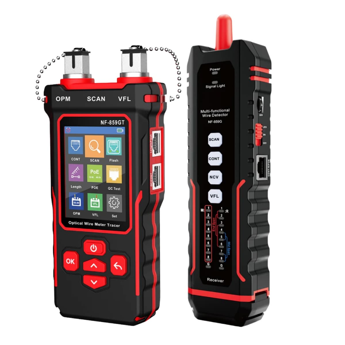 W-Star Tester kabelů RJ45 WSNF859GT, RJ45, OPM, VFL, hledačka, POE, 10v1 funkcí
