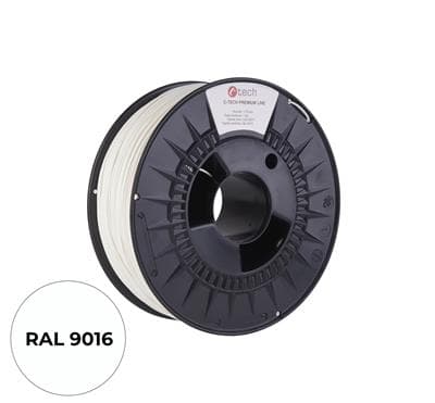 Tisková struna (filament) C-TECH PREMIUM LINE, PETG, dopravní bílá, RAL9016, 1,75mm, 1kg