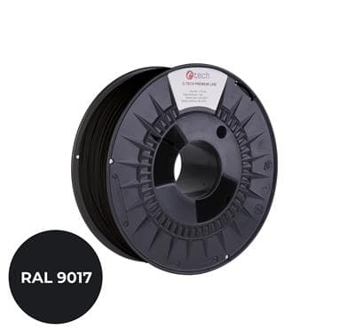 Tisková struna (filament) C-TECH PREMIUM LINE, PETG, dopravní černá, RAL9017, 1,75mm, 1kg