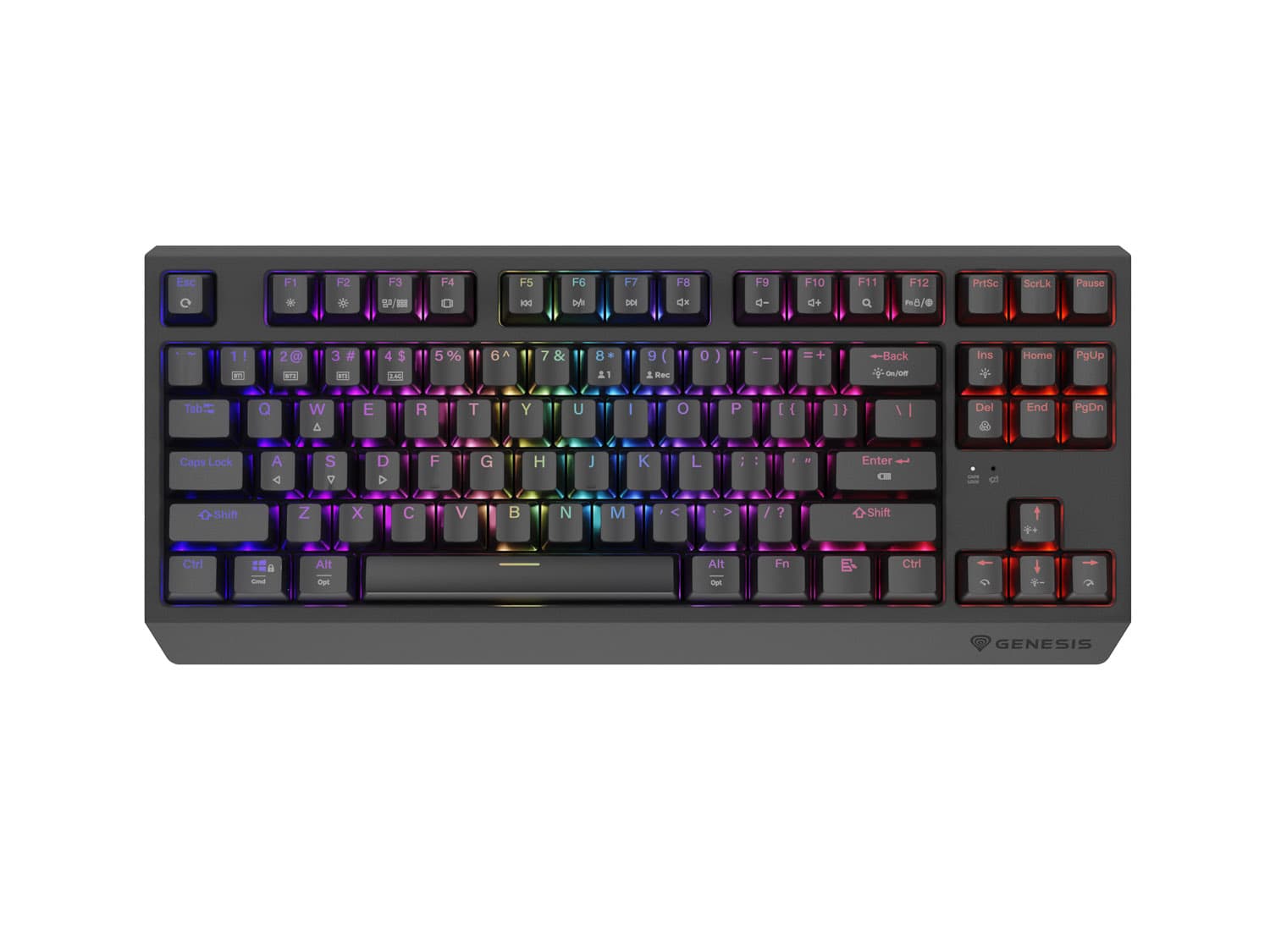 GENESIS herní klávesnice THOR 230 TKL RGB Outemu Silent Lemon Bezdrátová USB + Bluetooth US layout Č