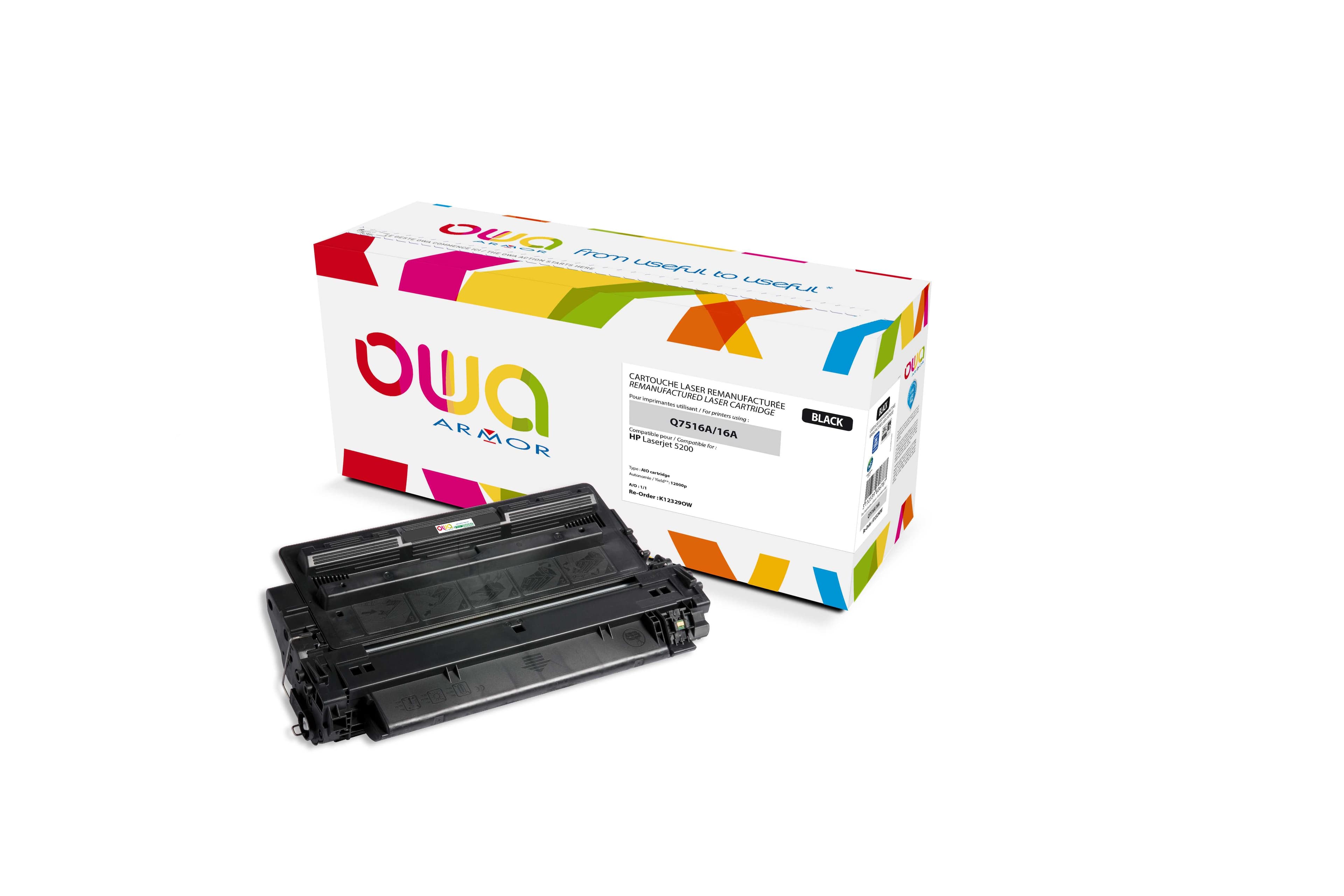 OWA Armor toner kompatibilní s HP LJ 5200, Q7516A, 12000st, černá black