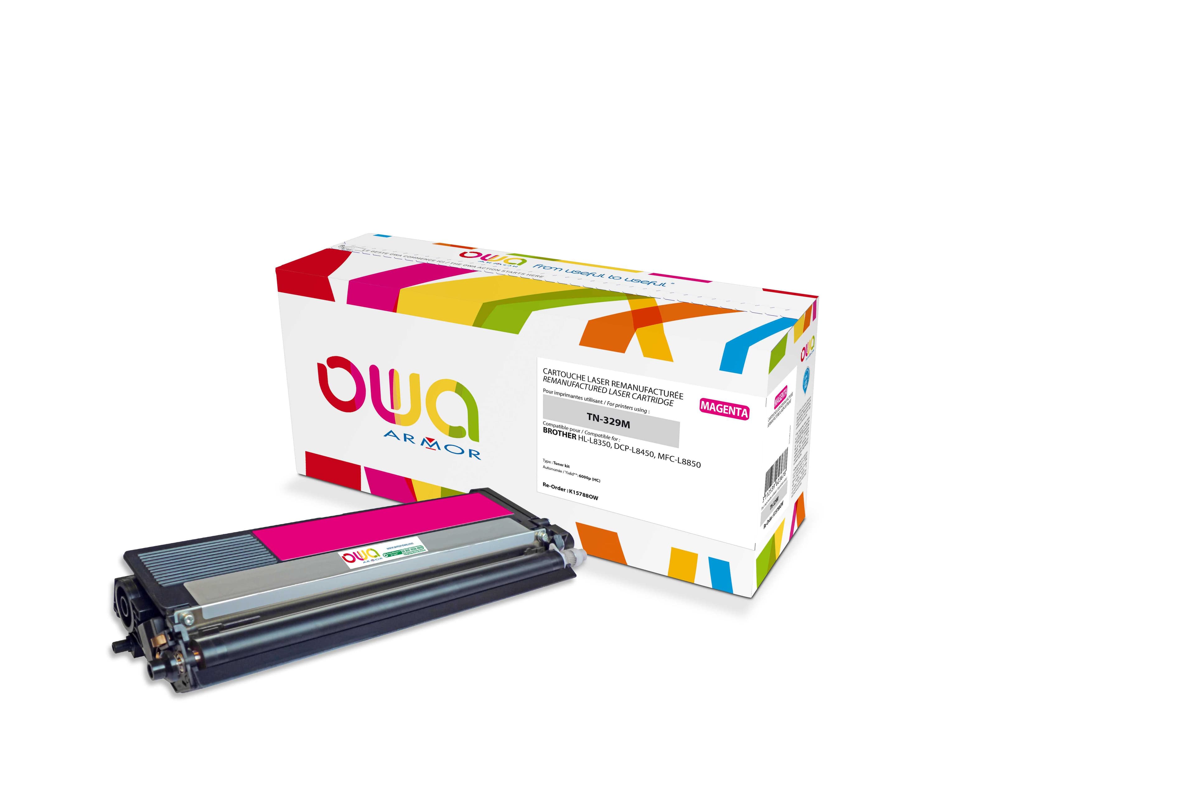 OWA Armor toner kompatibilní s Brother TN-329M, 6000st, červená magenta