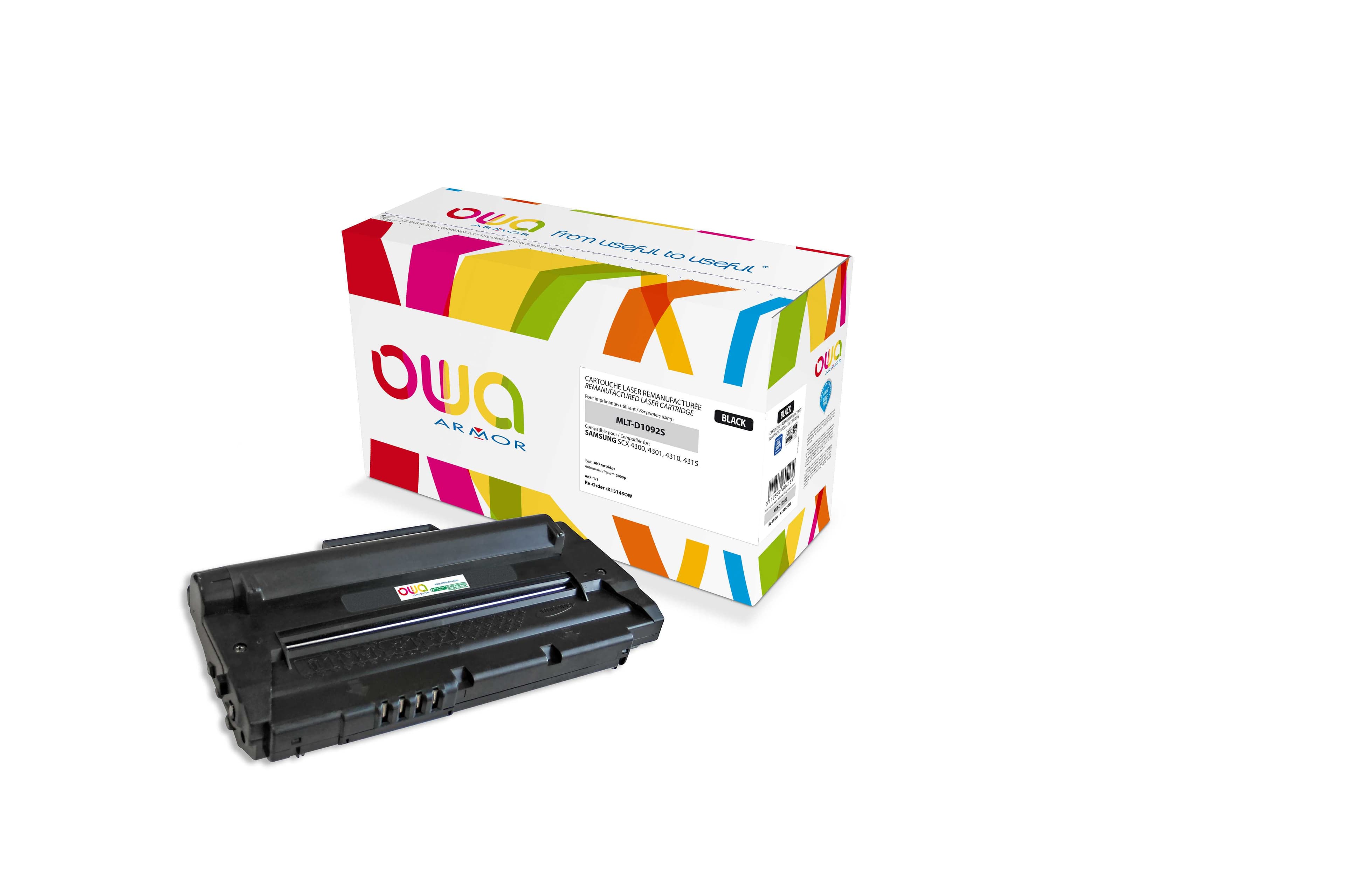 OWA Armor toner kompatibilní s Samsung SCX4300, MLT-D1092S, SU790A, 2000st, černá black