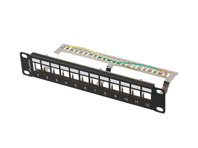 LANBERG PATCH PANEL 12 PORTŮ 1U 19" FTP PRO MODULY KEYSTONE ČERNÝ V2