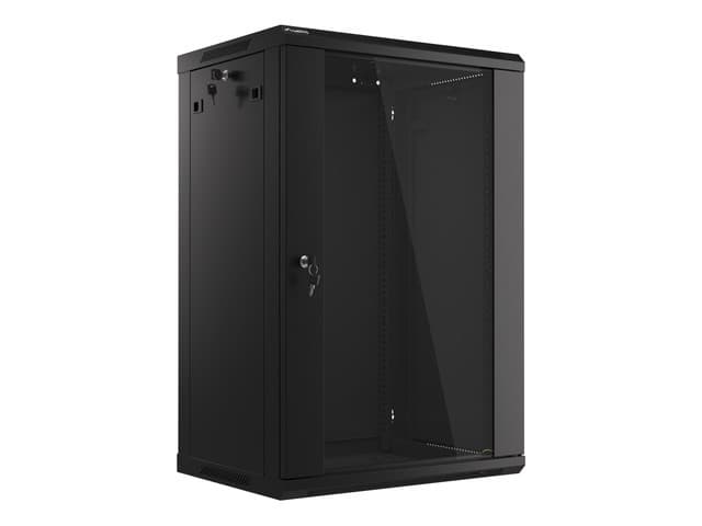 LANBERG 19" RACKOVÁ SKŘÍŇ PRO MONTÁŽ NA STĚNU 18U 600X450 (FLAT PACK) S PROSKLENÝMI DVEŘMI ČERNÁ V2
