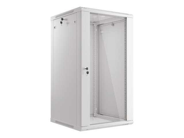 LANBERG 19" RACKOVÁ SKŘÍŇ PRO MONTÁŽ NA STĚNU 22U 600X600 (FLAT PACK) S PROSKLENÝMI DVEŘMI ŠEDÁ V2
