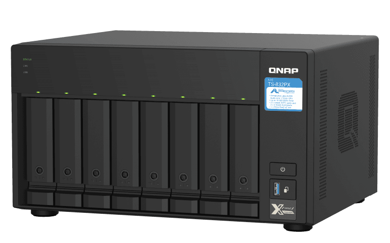 QNAP TS-832PX-4G (1,7GHz, 4GB RAM, 8x SATA, 2x 2,5GbE, 2x 10G SFP+, 1x PCIe slot, 3x USB 3.2)