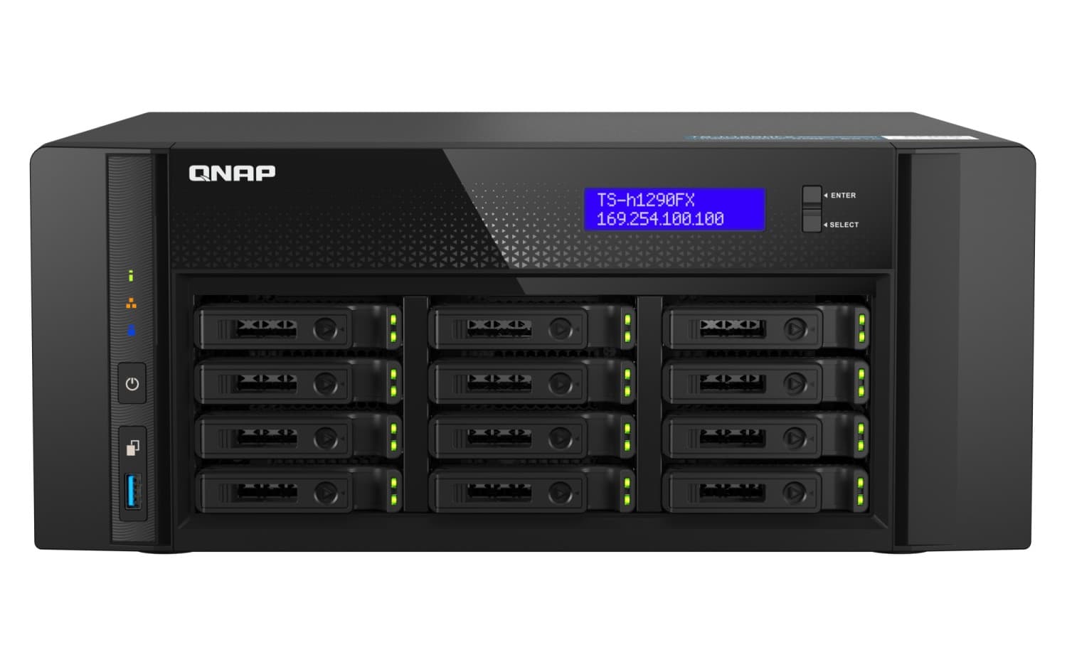QNAP QAI-h1290FX-7302P-128G (AMD EPYC, 128GB ECC RAM, 12x 2,5" U.2, 2x M.2 NVMe, 2x 2,5Gb, 2x 25Gb)