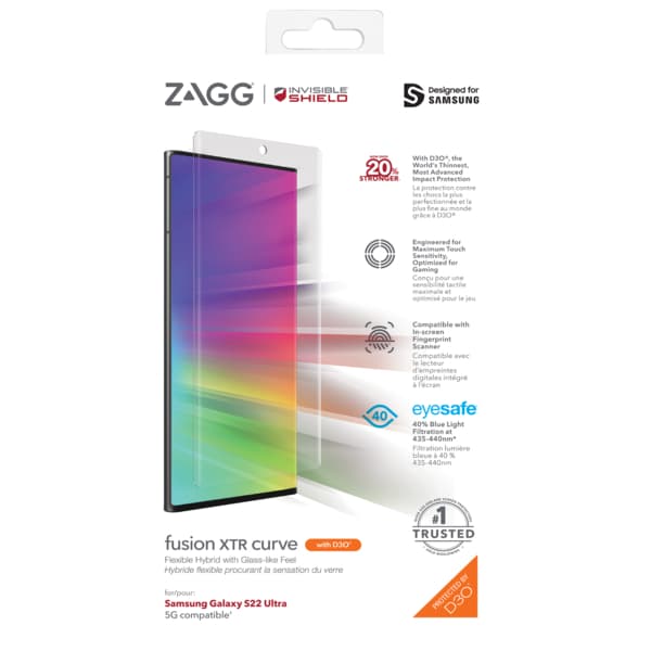 ZAGG Invisible Shield Fusion XTR D3O Curve hybridní sklo SG S22 Ultra
