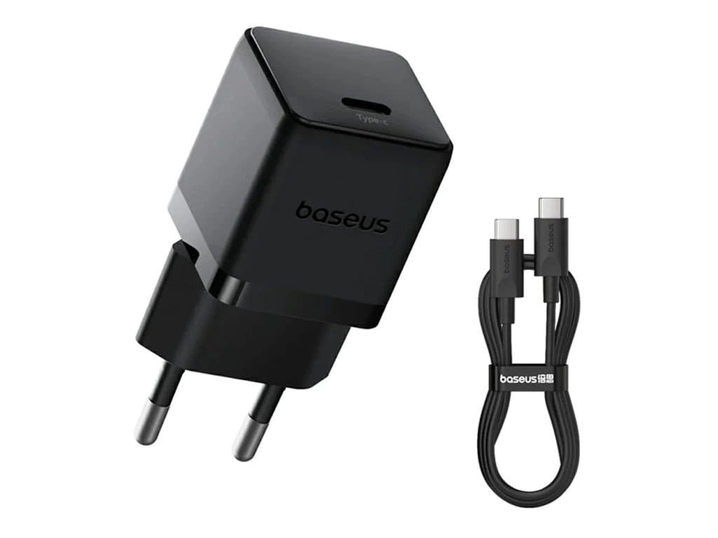 Baseus Palm Fast Nabíječka USB-C 20W + Datový Kabel USB-C USB-C 1m Black
