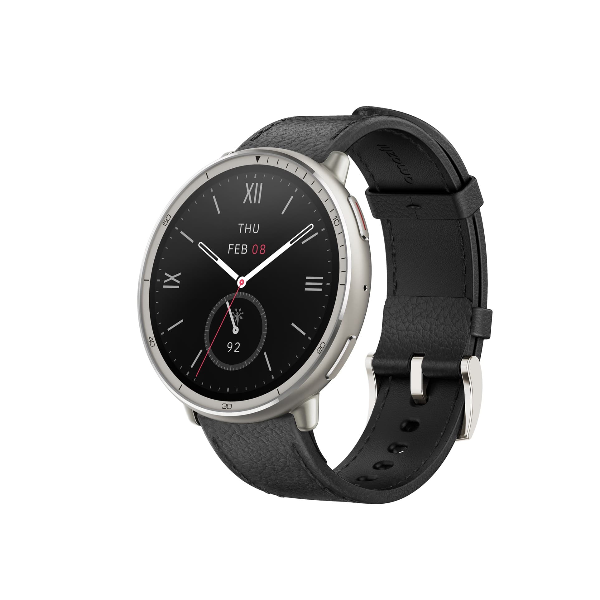 Amazfit Active 2 Round NFC Silver Elegant Band Black Leather